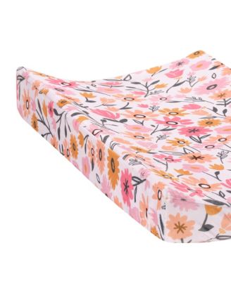 Little Garden Ultra-Soft Pink Minky Floral Baby Changing Pad Cover
