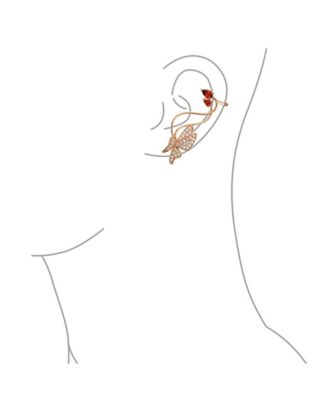 Butterfly CZ Ear Crawler Earrings in Rose Gold Plated Brass