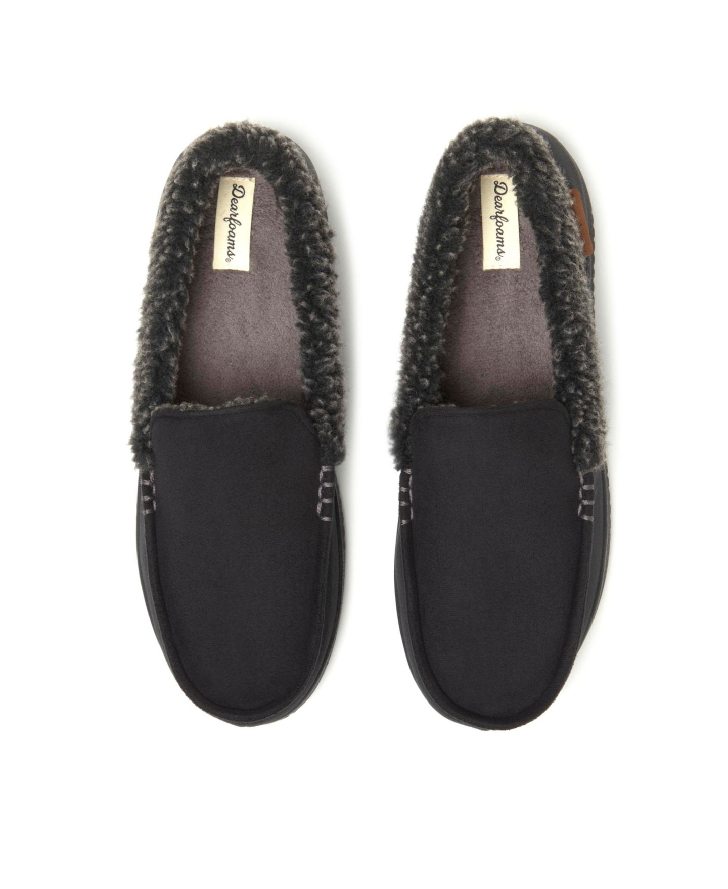 Мужские тапочки Dearfoams Alexander Microsuede Moccasin House Shoe Slipper, цвет: Чёрный — фото 6
