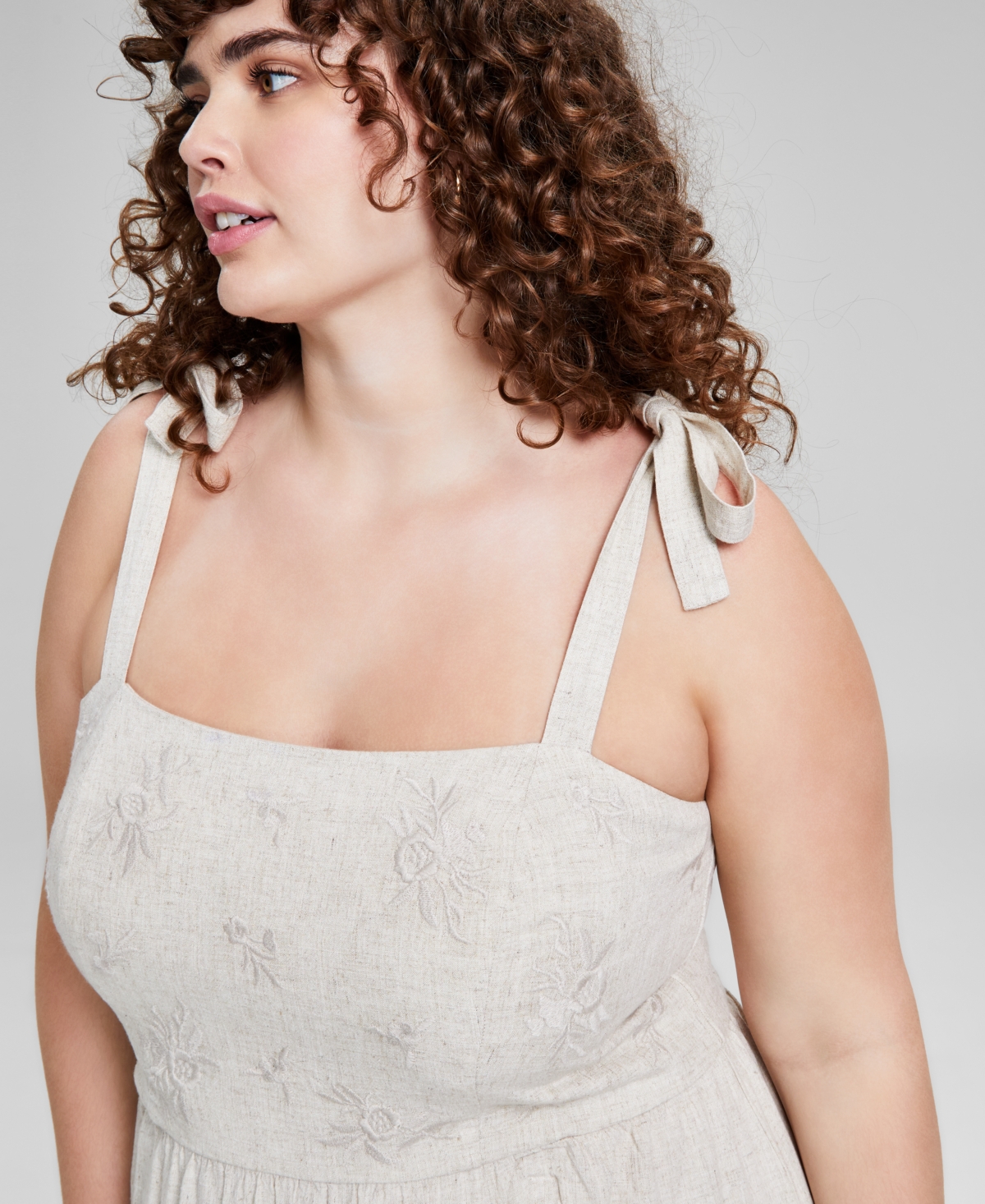 AND NOW THIS TRENDY PLUS SIZE SHOULDER-TIE EMBROIDERED DRESS, CREATED FOR MACY'S 