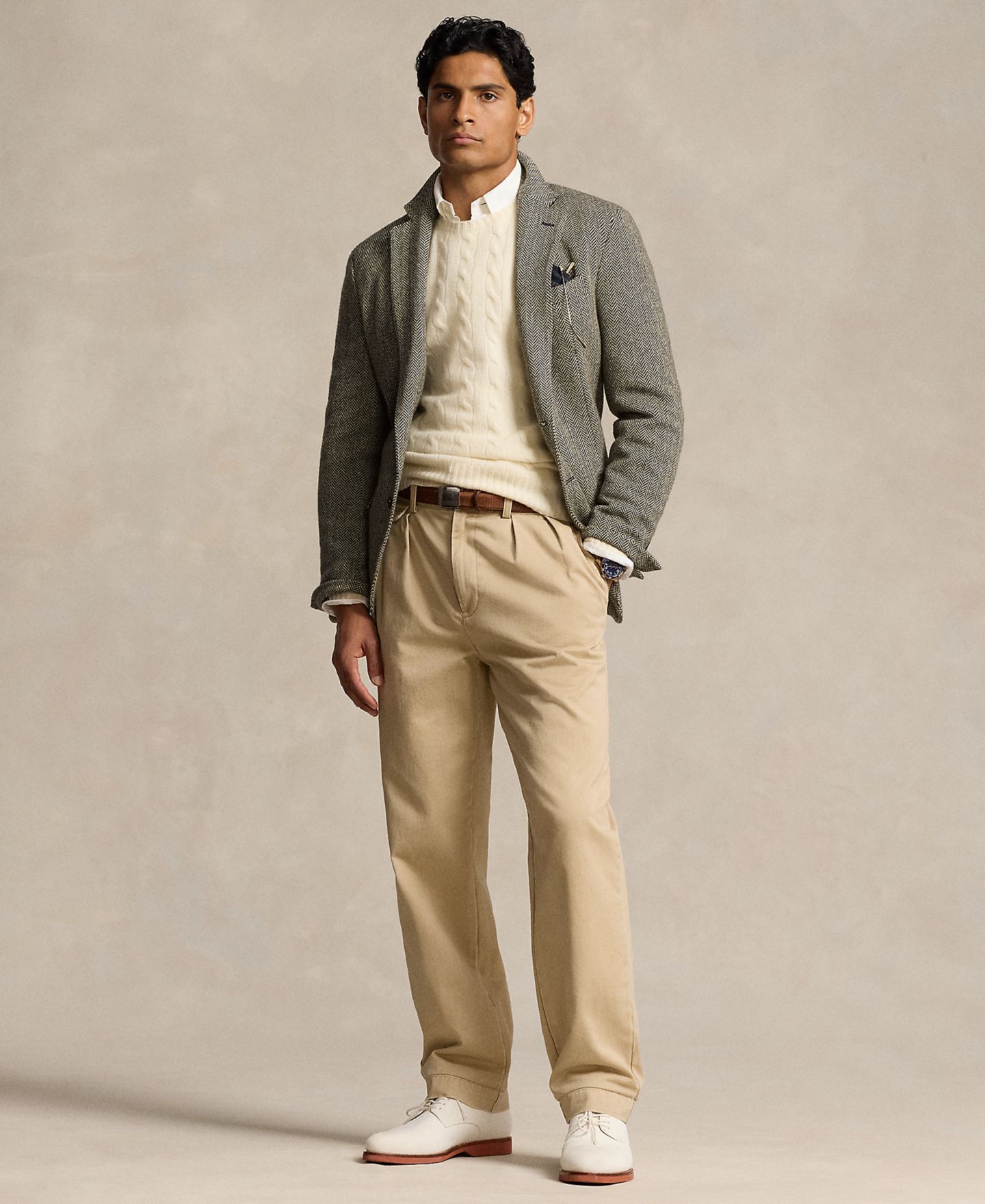 Мужской свитер Polo Ralph Lauren Wool-Cashmere Cable-Knit, цвет: Кремовый — фото 2