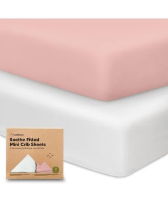 Mini Crib Sheets for Baby Girls, Boys, 2-Pack Soothe Pack and Play Sheets Fitted, Pack N Play Mattress Sheet