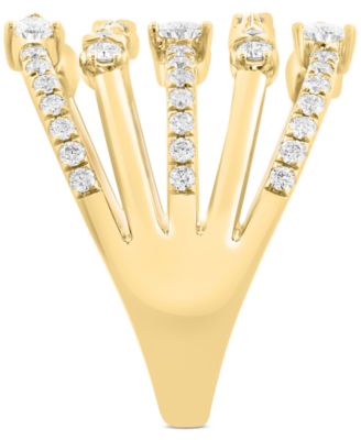 EFFY&reg; Lab Grown Diamond Pear & Round Multirow Statement Ring (1-1/20 ct. t.w.) in 14k Gold