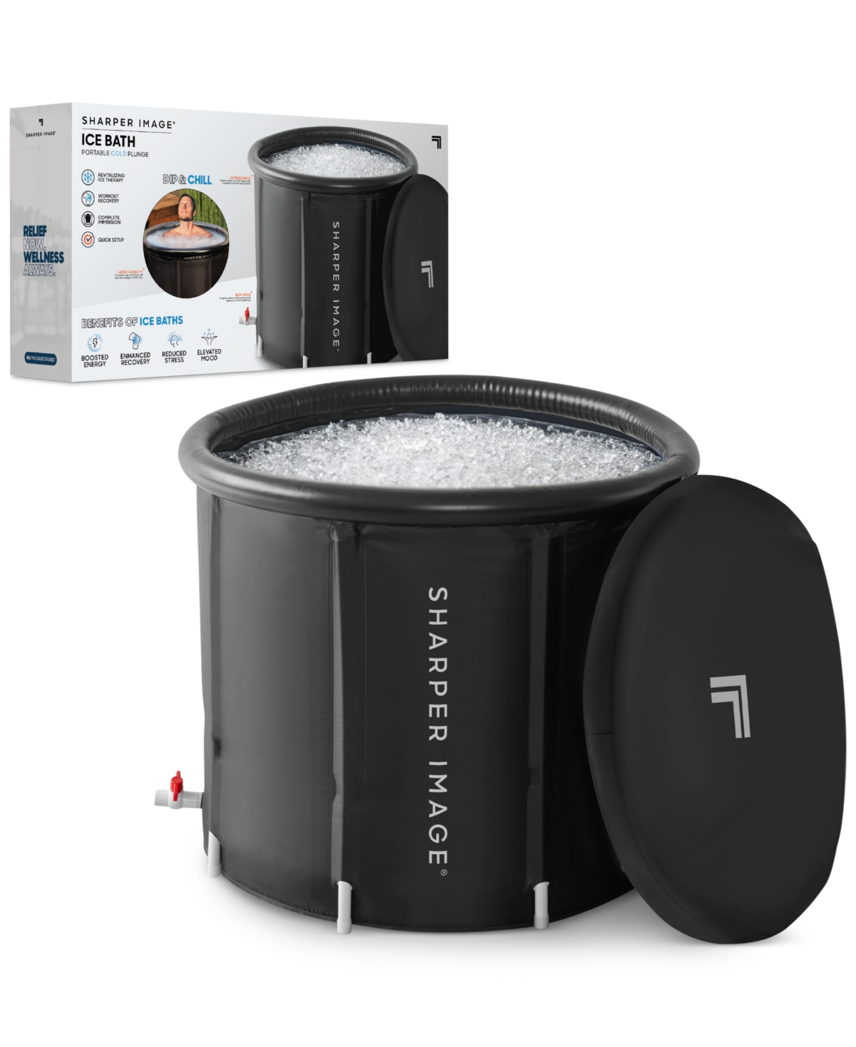 Sharper Image Ice Bath Portable Cold Plunge In Black
