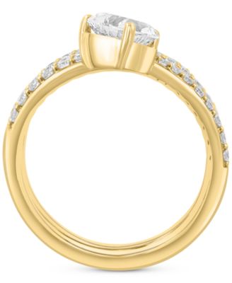 EFFY&reg; Lab Grown Diamond Heart & Round Coil Wrap Ring (1-7/8 ct. t.w.) in 14k Gold