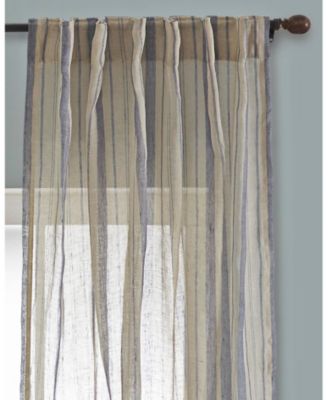 Bay Stripe Linen Sheer Curtain Panel - Rod Pocket and Hidden Back Tabs