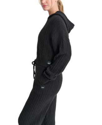 Women's Cable-Knit Pullover Hooded Sweater