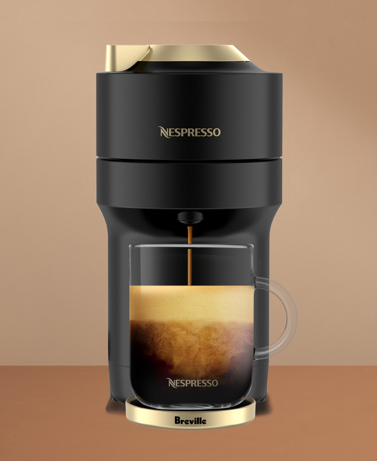 Nespresso Vertuo Pop+ Deluxe Coffee & Espresso Maker By Breville In Matte Black,gold