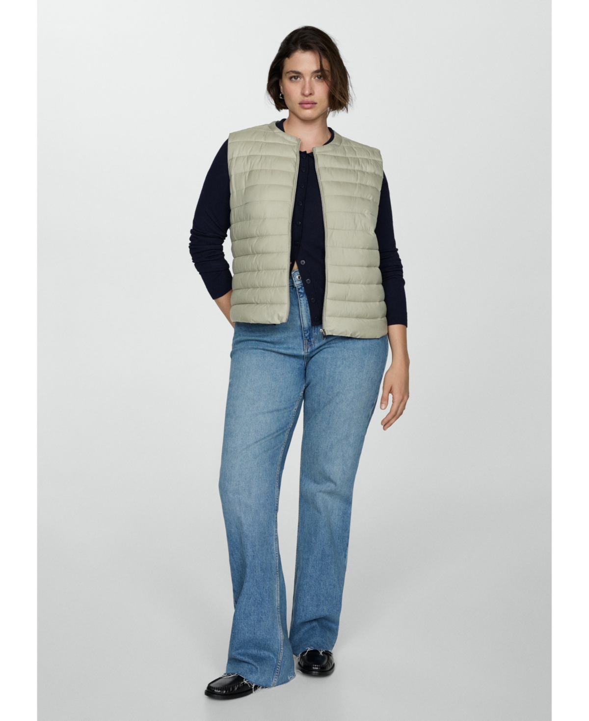 Mango Quilted Gilet Light Heather Grey In Light Heather Gray