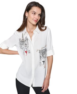 KARL LAGERFELD PARIS - Women's Embellished Eiffel Tower Shirt