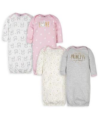 Baby Girls 4-Pack Gowns, Golden Floral, 0-6 Months