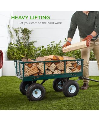 Heavy-Duty Steel Garden Utility Wagon Cart with 400lb Capacity and Removable Sides