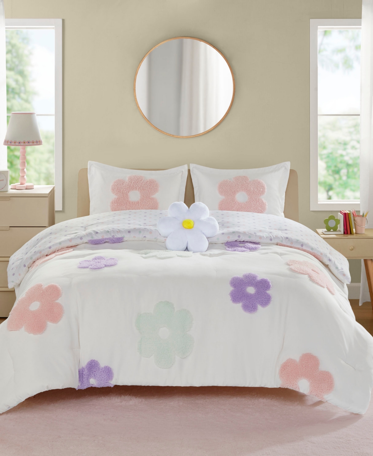 Urban Habitat Gracie Floral Reversible 3-pc. Comforter Set, Twin In White,purple
