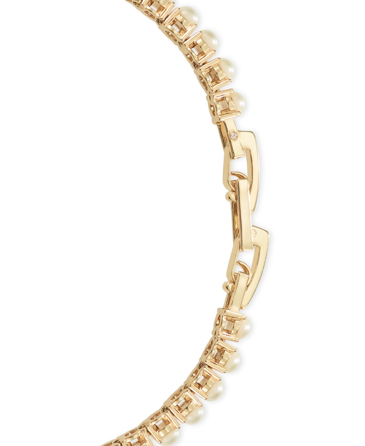 On 34th Gold-tone Imitation Pearl Flex Bracelet, Created For Macy's In Gold