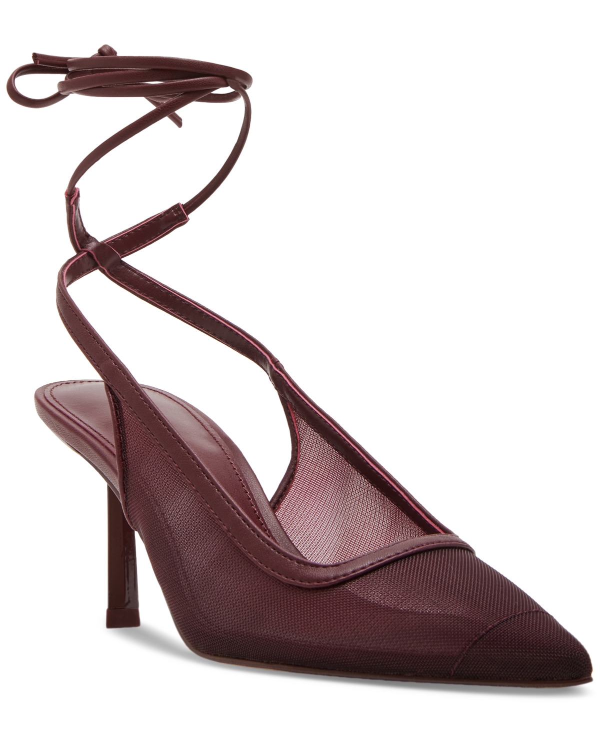 Madden Girl Brigitte Pointed-Toe Lace-Up Pumps - Dark Burgandy Mesh