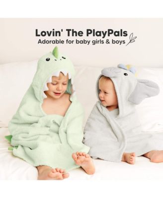 PlayPals Baby Towels with Hood for Girls, Boys, 100% Organic Soft Cotton Hooded Bath Towels for Newborn, Kids