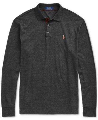 Men's Classic-Fit Long Sleeve Soft Cotton Polo Shirt