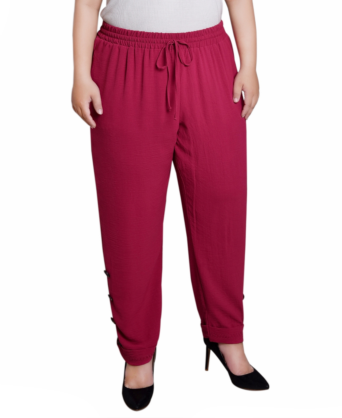 NY COLLECTION PLUS SIZE CUFFED LONG PANTS 