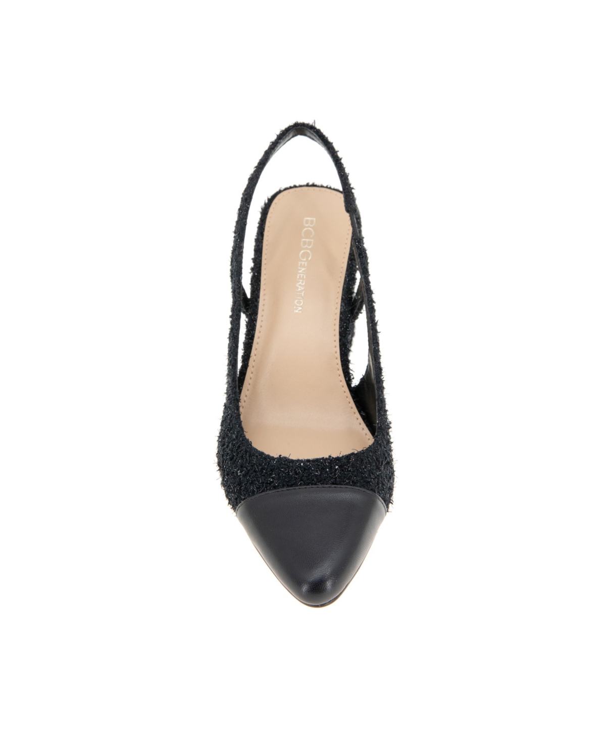 BCBGeneration Women's Darrin Cap Toe Slingback Heeled Pumps -Black Boucle