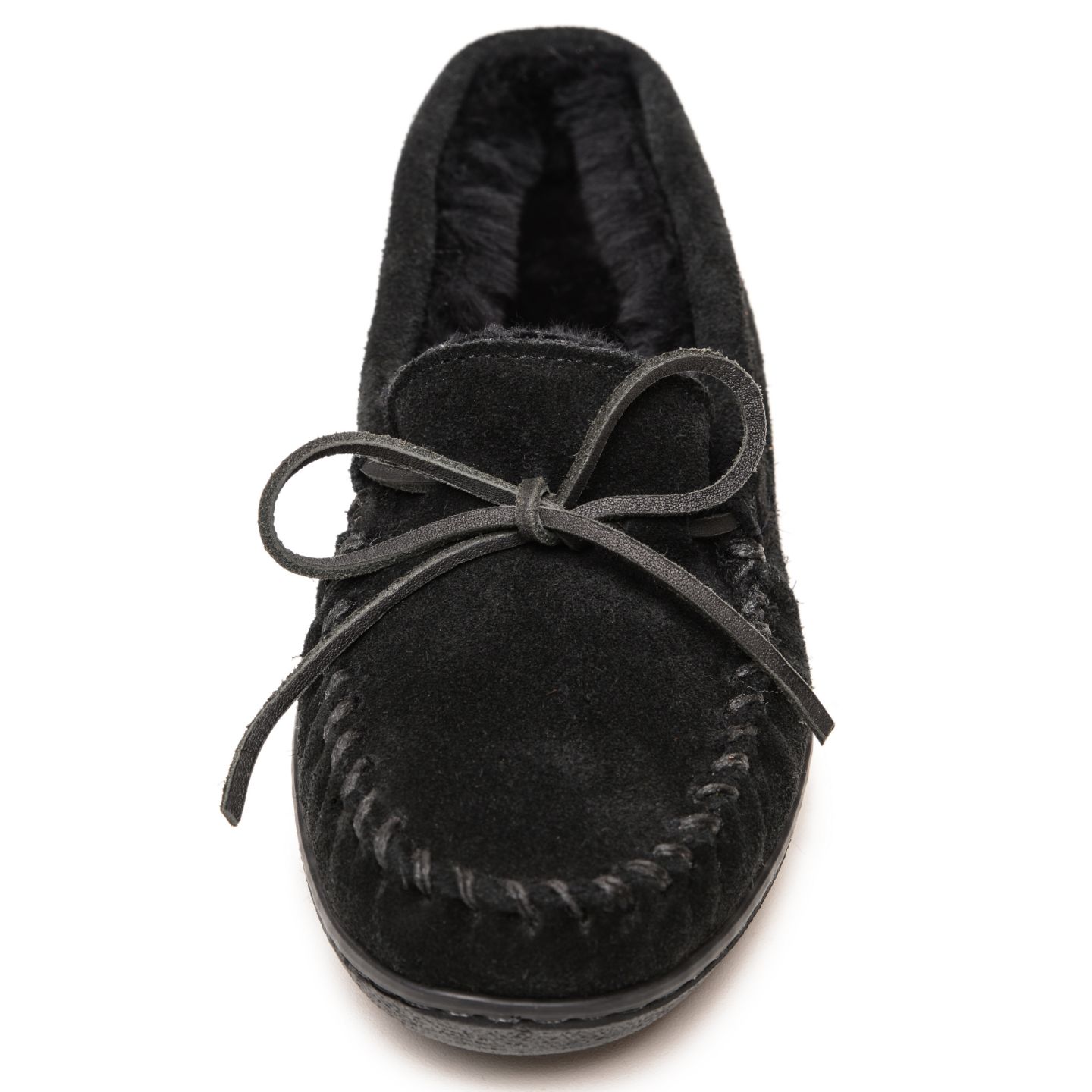 Мужские тапочки Minnetonka Sheepskin Hardsole Moccasin Slippers, цвет: Чёрный — фото 2