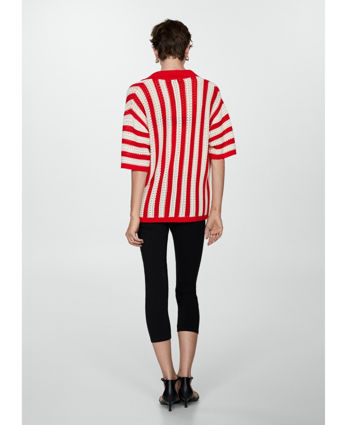 Mango Women's Striped Openwork Cardigan sweater
