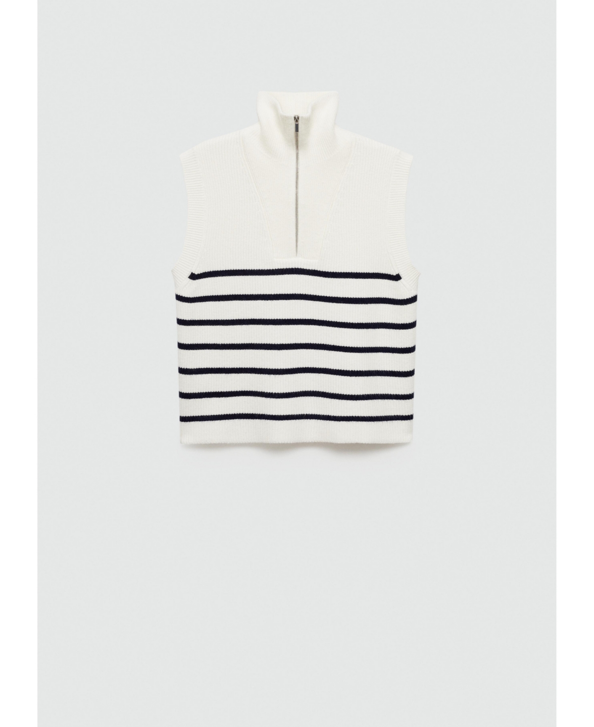 Mango Women's Zipper Detail Knitted Vest Sweater In Dark Navy