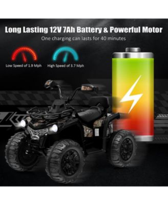 12V Kids Ride On ATV Electric 4-Wheeler Quad 2 Speeds with Mp3 & Headlights