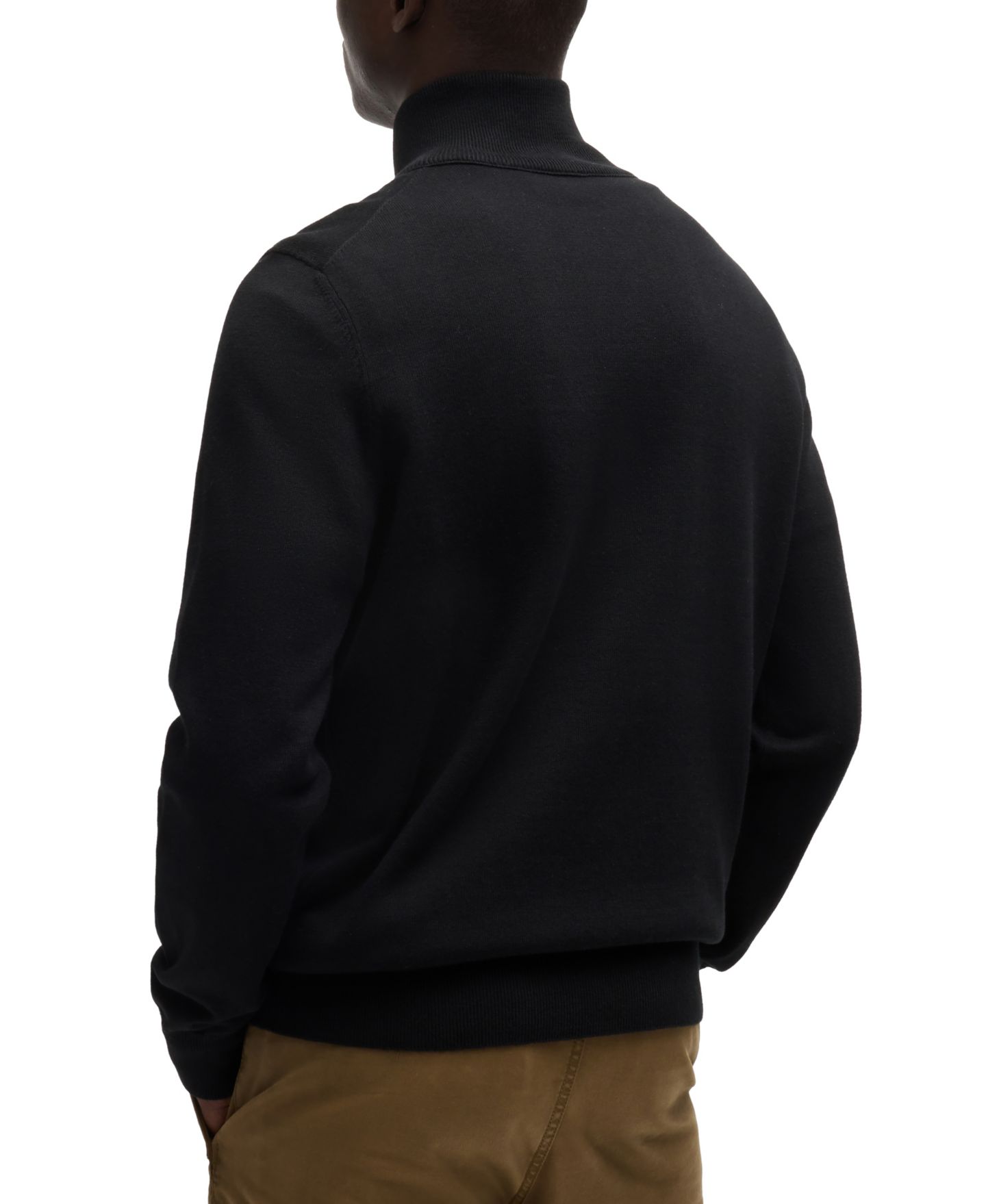 Мужской свитер Hugo Boss Logo-Patch Zip-Neck, цвет: Чёрный — фото 2