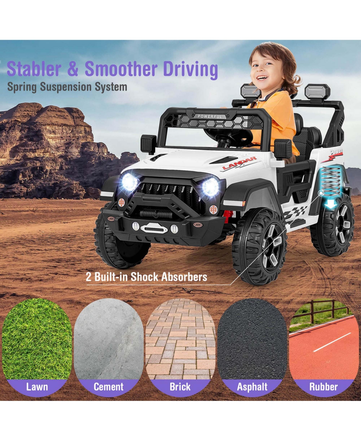 Costway 12V Kids Ride On Truck with 212V Motors Spring Suspension & Remote Control
