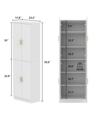 White Wooden Accent Bookcase, Sideboard, with Adjustable Shelves