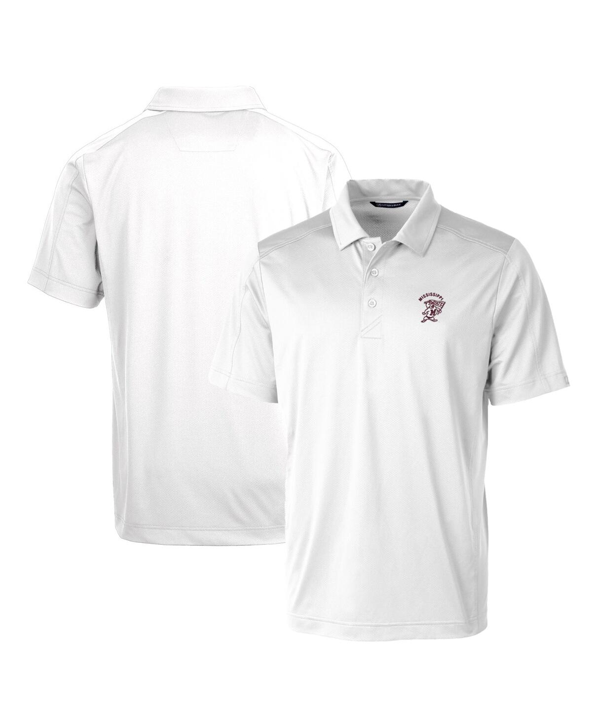 Cutter & Buck Mississippi State Bulldogs Primary Team Logo Prospect Textured Stretch Polo In White