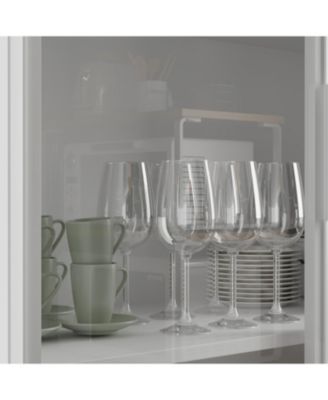 White Wood Accent Storage Cabinet With Tempered Glass Doors