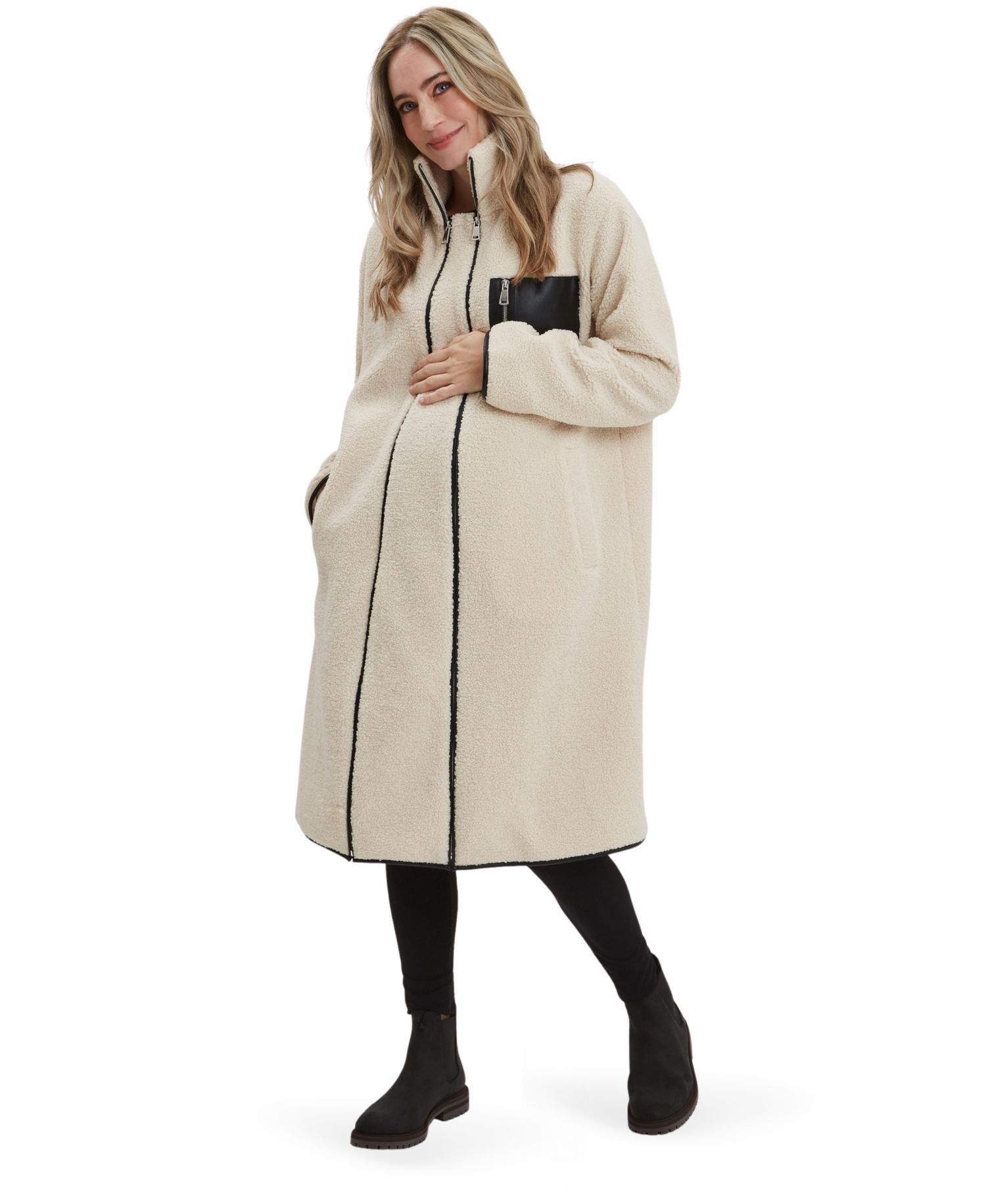 Women's Teddi Baby Wearing Long Coat