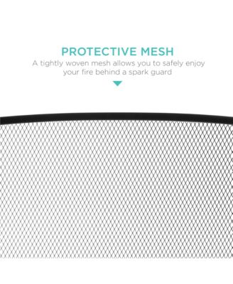 3-Panel Steel Mesh Fireplace Screen, Spark Guard