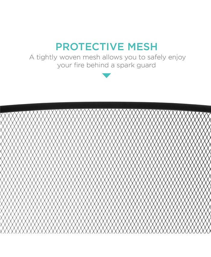 Best Choice Products 47.5x27.25in 3-Panel Steel Mesh Fireplace Screen, Spark Guard w/ Rustic Worn Finish - Black - NO SIZE