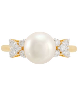Cultured Freshwater Pearl (9mm) & Lab Grown Diamond (1/3 ct. t.w.) Ring in 14k Gold