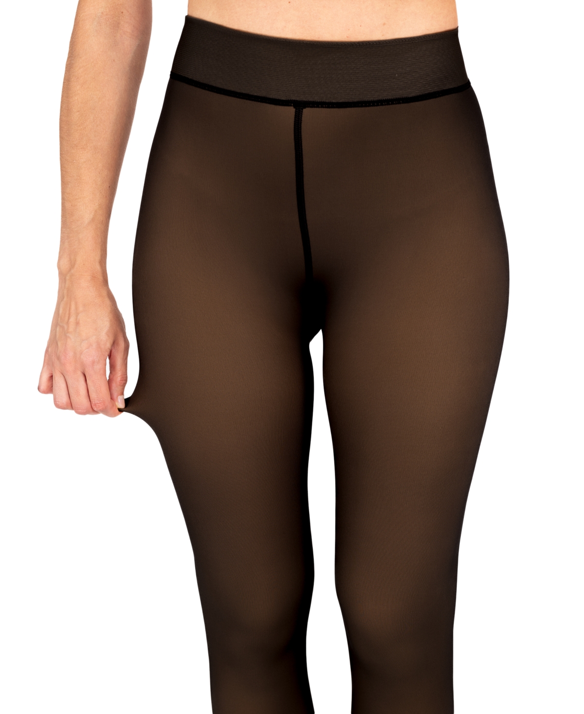 Hue Women's Faux-translucent Fleece-lined Tights U24206 In Black