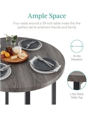 5-Piece Modern Round Counter Height Dining Set w/ 4 Chairs, 1.5in Thick Table