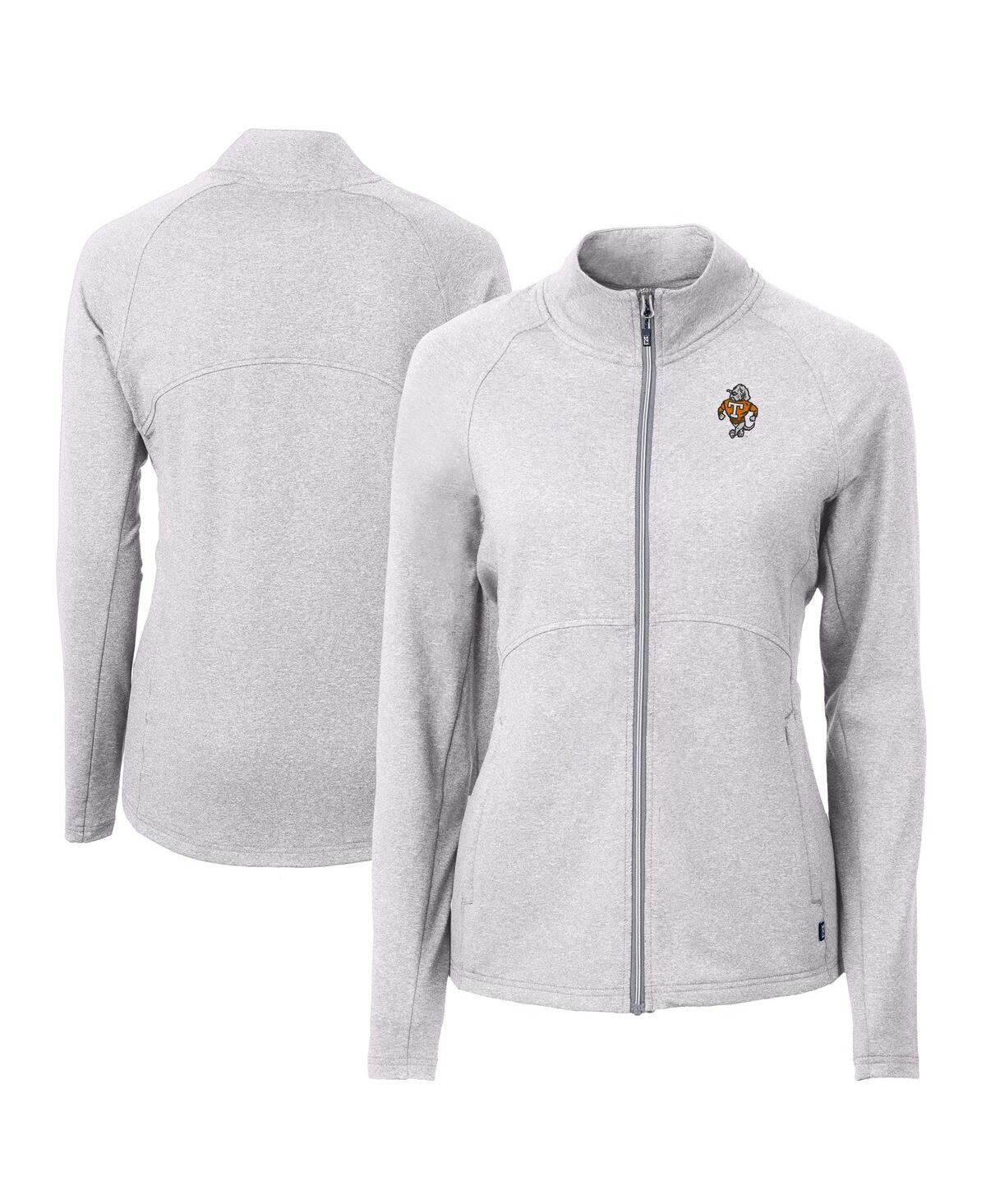CUTTER & BUCK WOMEN'S TENNESSEE VOLUNTEERS VAULT ADAPT ECO KNIT HEATHER FULL-ZIP JACKET 