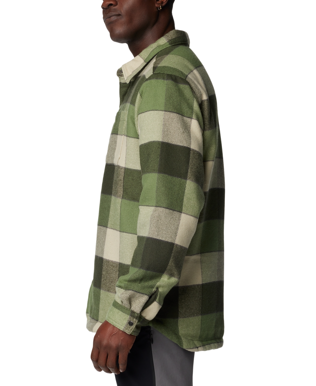Columbia Men's Windward Ii Snap-front Sherpa Lined Plaid Shirt Jacket In Canteen Multi Windowpane Check