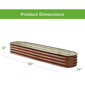 8x2x1ft Outdoor Metal Raised Oval Garden Bed, Planter Box for Vegetables, Flowers