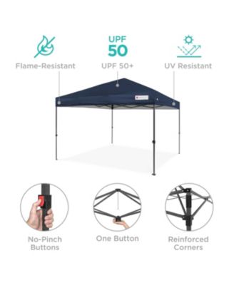 8x8ft Easy Setup Pop Up Canopy w/ 1-Button Setup, Wheeled Case, 4 Weight Bags