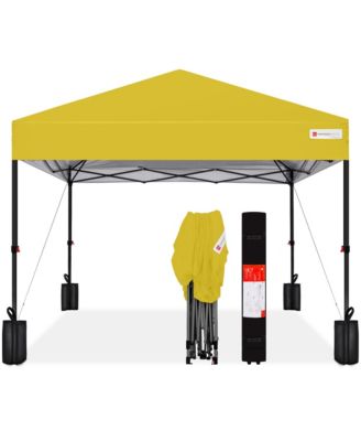 8x8ft Easy Setup Pop Up Canopy w/ 1-Button Setup, Wheeled Case, 4 Weight Bags