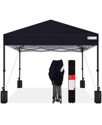 10x10ft Easy Setup Pop Up Canopy w/ 1-Button Setup, Wheeled Case, 4 Weight Bags
