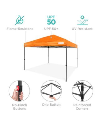 10x10ft Easy Setup Pop Up Canopy w/ 1-Button Setup, Wheeled Case, 4 Weight Bags