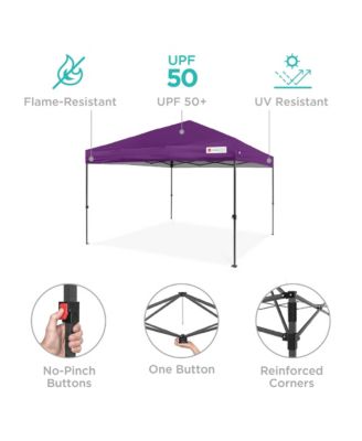 10x10ft Easy Setup Pop Up Canopy w/ 1-Button Setup, Wheeled Case, 4 Weight Bags