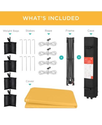 10x10ft Easy Setup Pop Up Canopy w/ 1-Button Setup, Wheeled Case, 4 Weight Bags