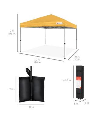 10x10ft Easy Setup Pop Up Canopy w/ 1-Button Setup, Wheeled Case, 4 Weight Bags