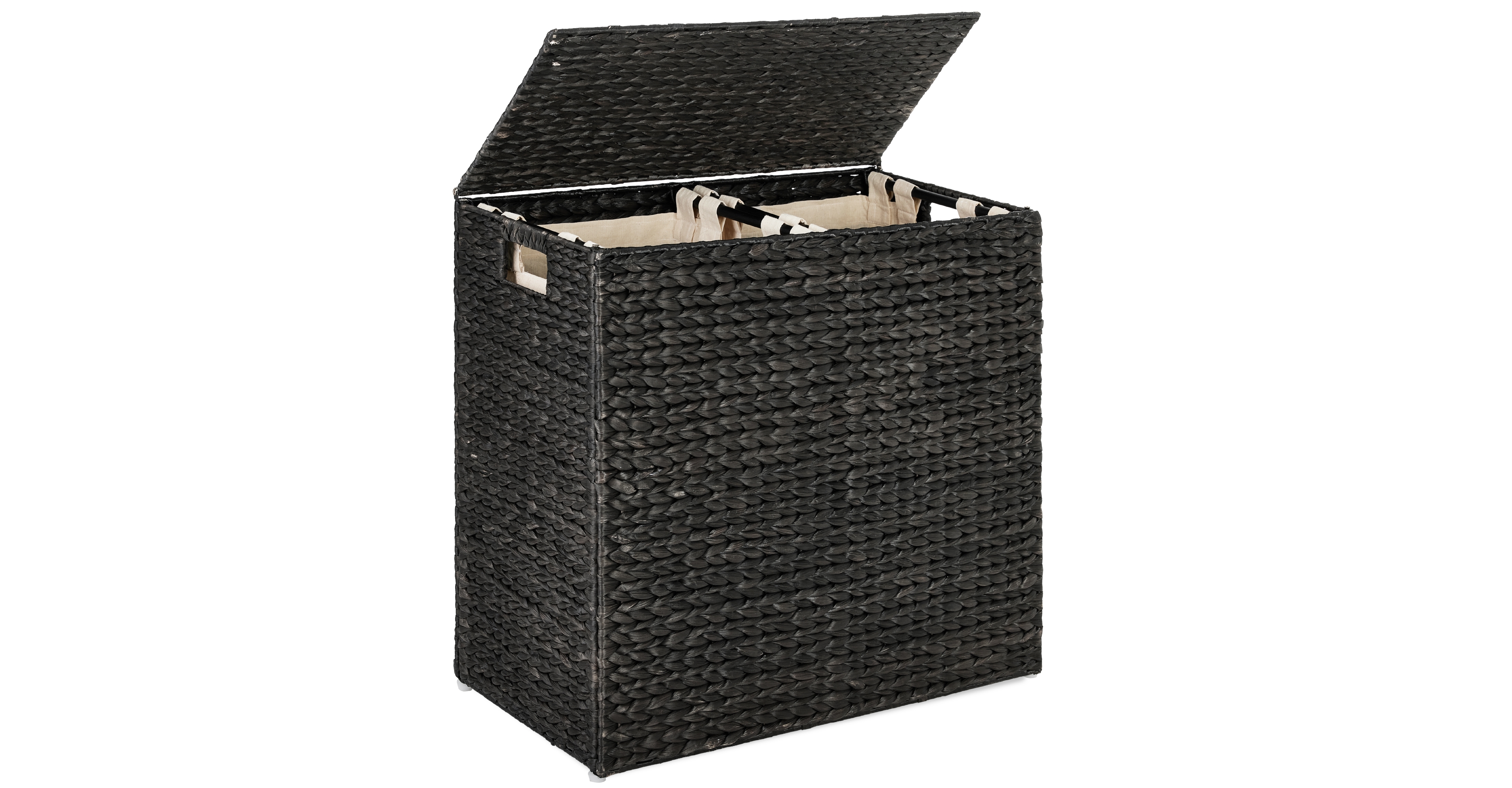 Best Choice Products Large Natural Water Hyacinth Double Laundry Hamper Basket w/ 2 Liner Bags, Handles