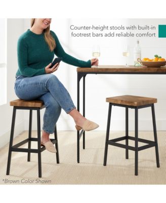 3-Piece Bar Height Dining Set w/ Bottle Rack, Glass Storage, 5 Shelves